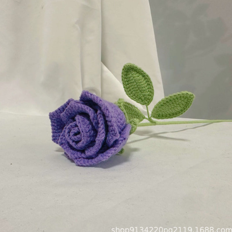 Handmade Crochet Rose in Wine Glass – Elegant Yarn Flower for Gifts & Home Decor