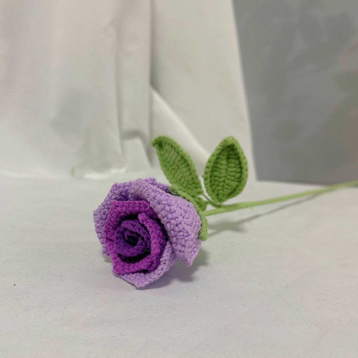Handmade Crochet Rose in Wine Glass – Elegant Yarn Flower for Gifts & Home Decor