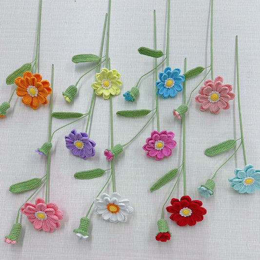 Handmade Crochet Zinnia Flower Bouquet