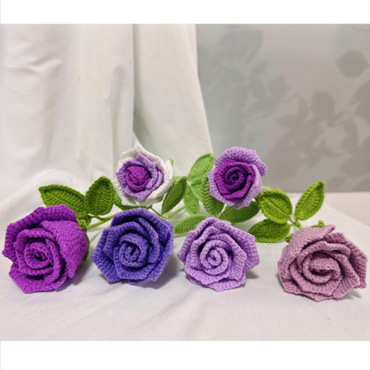 Handmade Crochet Rose in Wine Glass