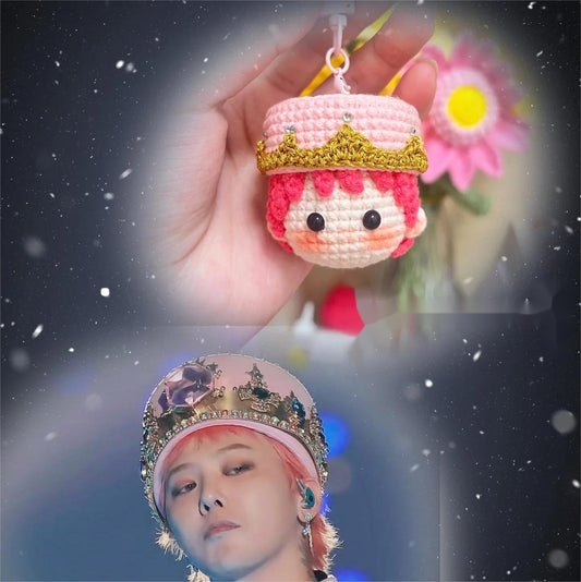Handmade Crochet G-Dragon Pink Chanel-Inspired Keychain