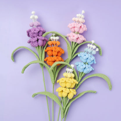 Handmade Crochet Hyacinth Flower Bouquet – Artificial Everlasting Floral Arrangement for Home Vase Decor