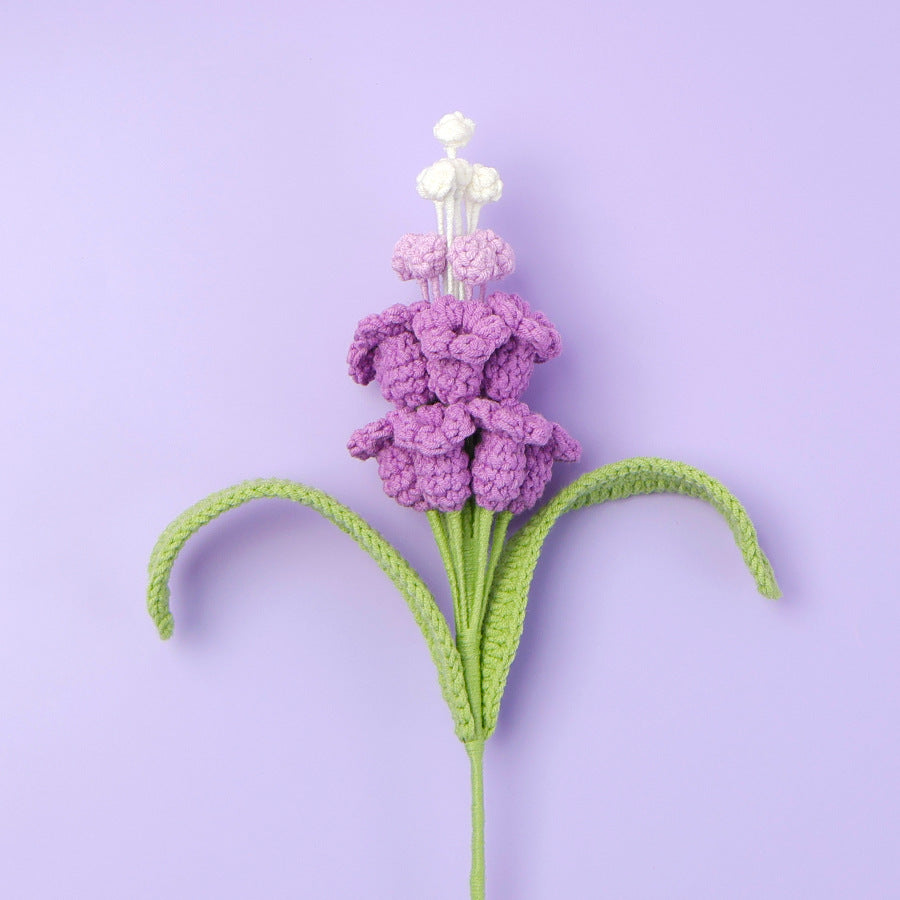 Handmade Crochet Hyacinth Flower Bouquet – Artificial Everlasting Floral Arrangement for Home Vase Decor