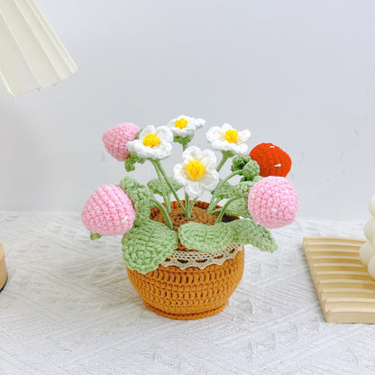 Handmade Crochet Sunflower Bouquet – Potted Artificial Flowers