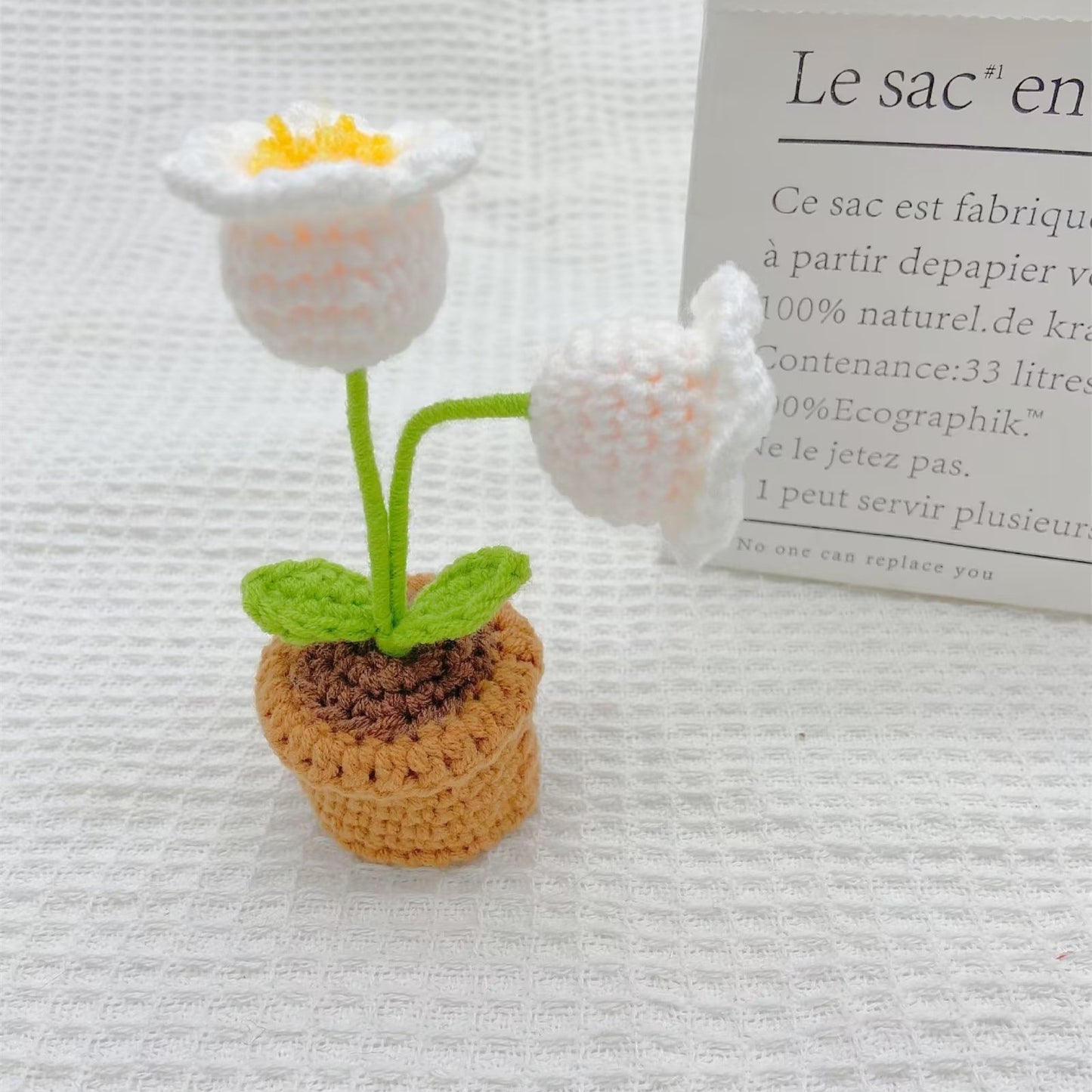 Handmade Mini Potted Sunflower & Tulip Crochet Flowers – Desk and Car Decor, Office Ornament, Christmas Gift, Birthday Present