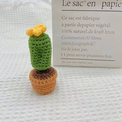 Handmade Mini Potted Sunflower & Tulip Crochet Flowers – Desk and Car Decor, Office Ornament, Christmas Gift, Birthday Present