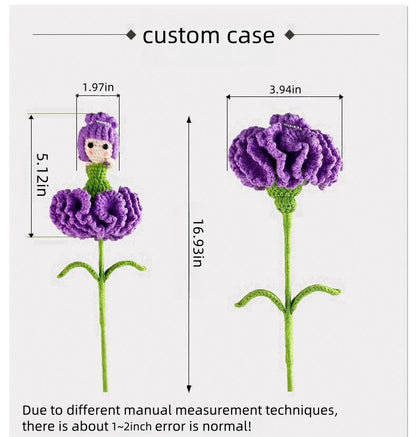 Handcrafted Crochet Carnation Flower Bouquet – Home Decor & Gift for Moms, Teachers, and Friends