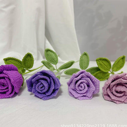 Handmade Crochet Rose in Wine Glass – Elegant Yarn Flower for Gifts & Home Decor