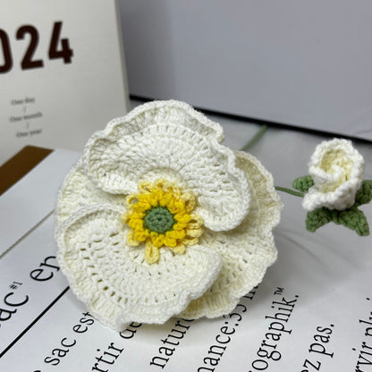 Handmade Crochet Skirt-Edge Poppy Flowers – Knitted Decorative Floral Arrangement for Home, Gifts, and Crafts