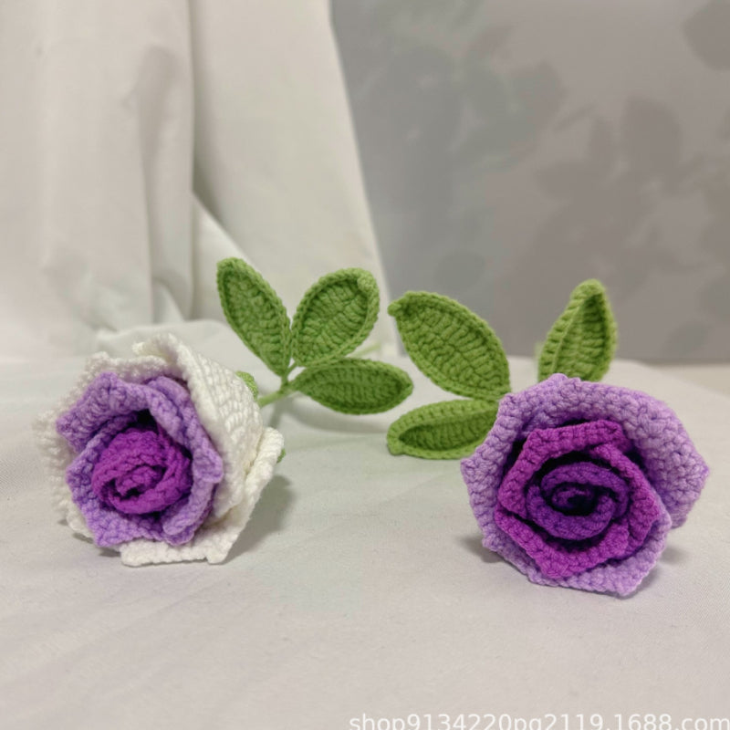 Handmade Crochet Rose in Wine Glass – Elegant Yarn Flower for Gifts & Home Decor