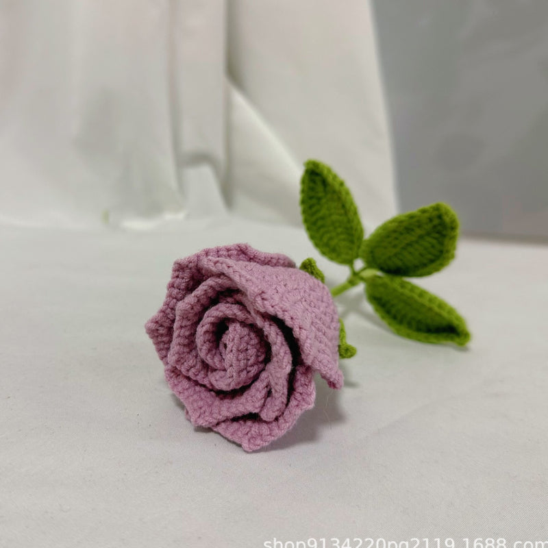 Handmade Crochet Rose in Wine Glass – Elegant Yarn Flower for Gifts & Home Decor