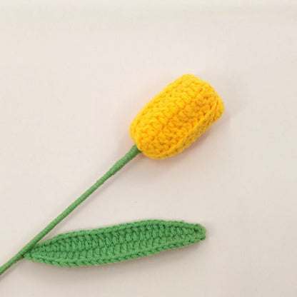 Handmade Crochet Tulip Flowers – Knitted Yarn Artificial Blooms for Home Decor & Gifts