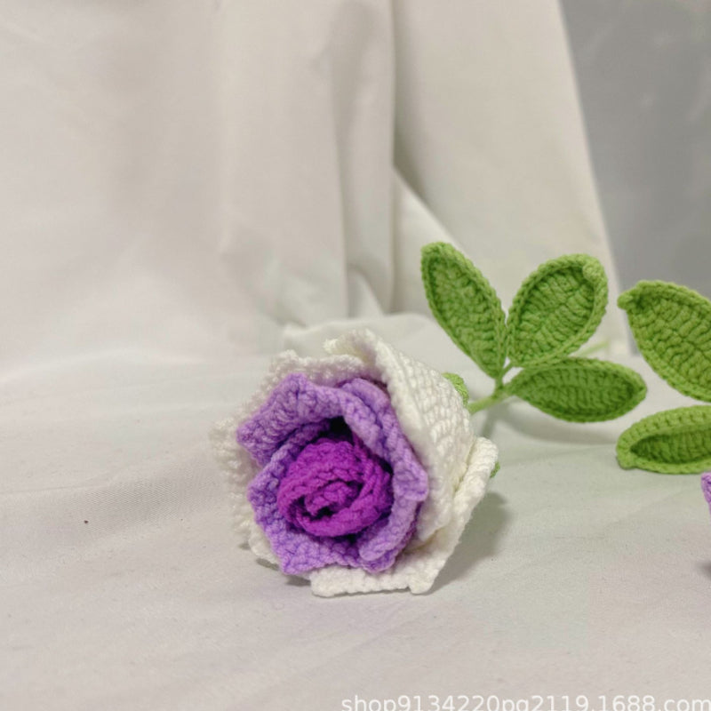 Handmade Crochet Rose in Wine Glass – Elegant Yarn Flower for Gifts & Home Decor