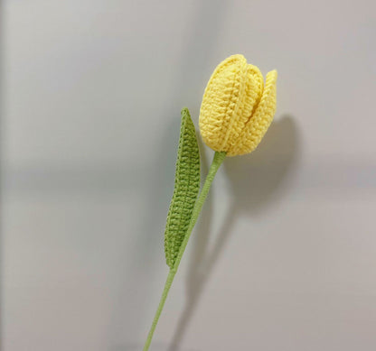 Handmade Crochet Petal Tulip Bouquet – Knitted Yarn Potted Flowers for Home Decor & Gifts