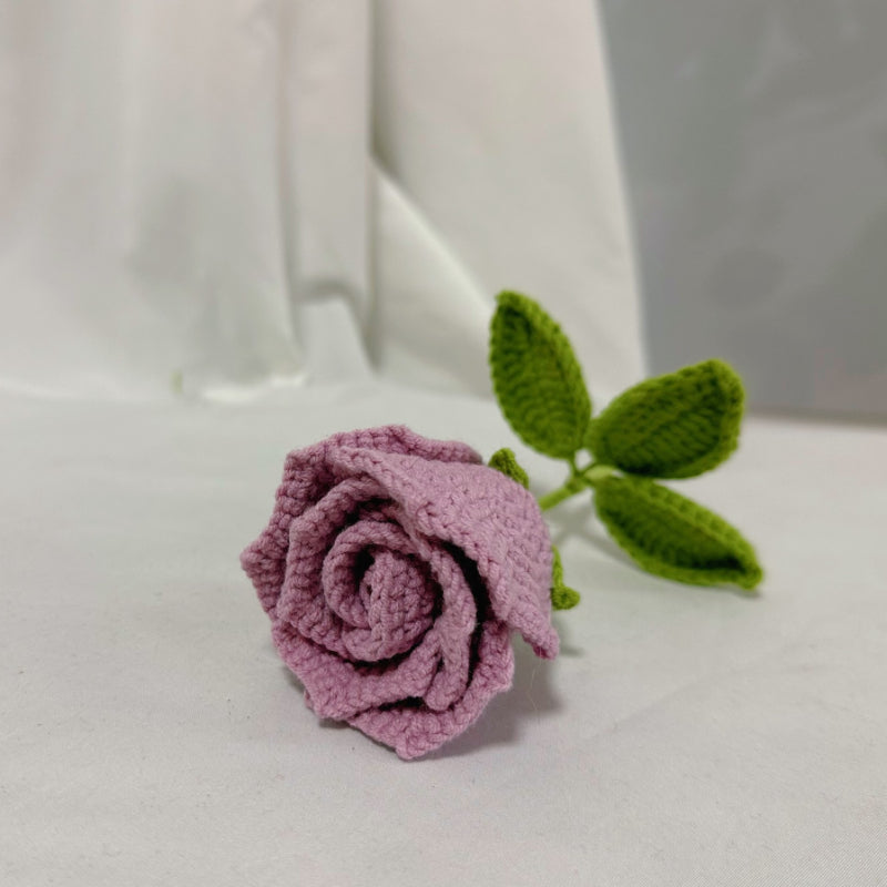 Handmade Crochet Rose in Wine Glass – Elegant Yarn Flower for Gifts & Home Decor