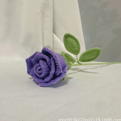 Handmade Crochet Rose in Wine Glass – Elegant Yarn Flower for Gifts & Home Decor