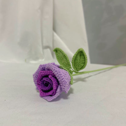 Handmade Crochet Rose in Wine Glass – Elegant Yarn Flower for Gifts & Home Decor