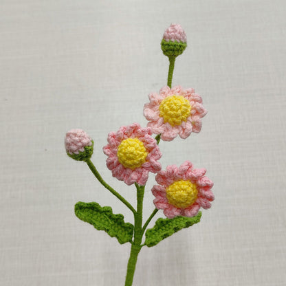 Handmade Crochet Daisy Bouquet – Multi-Stem Knitted Yarn Flowers for Gifts & Home Decor