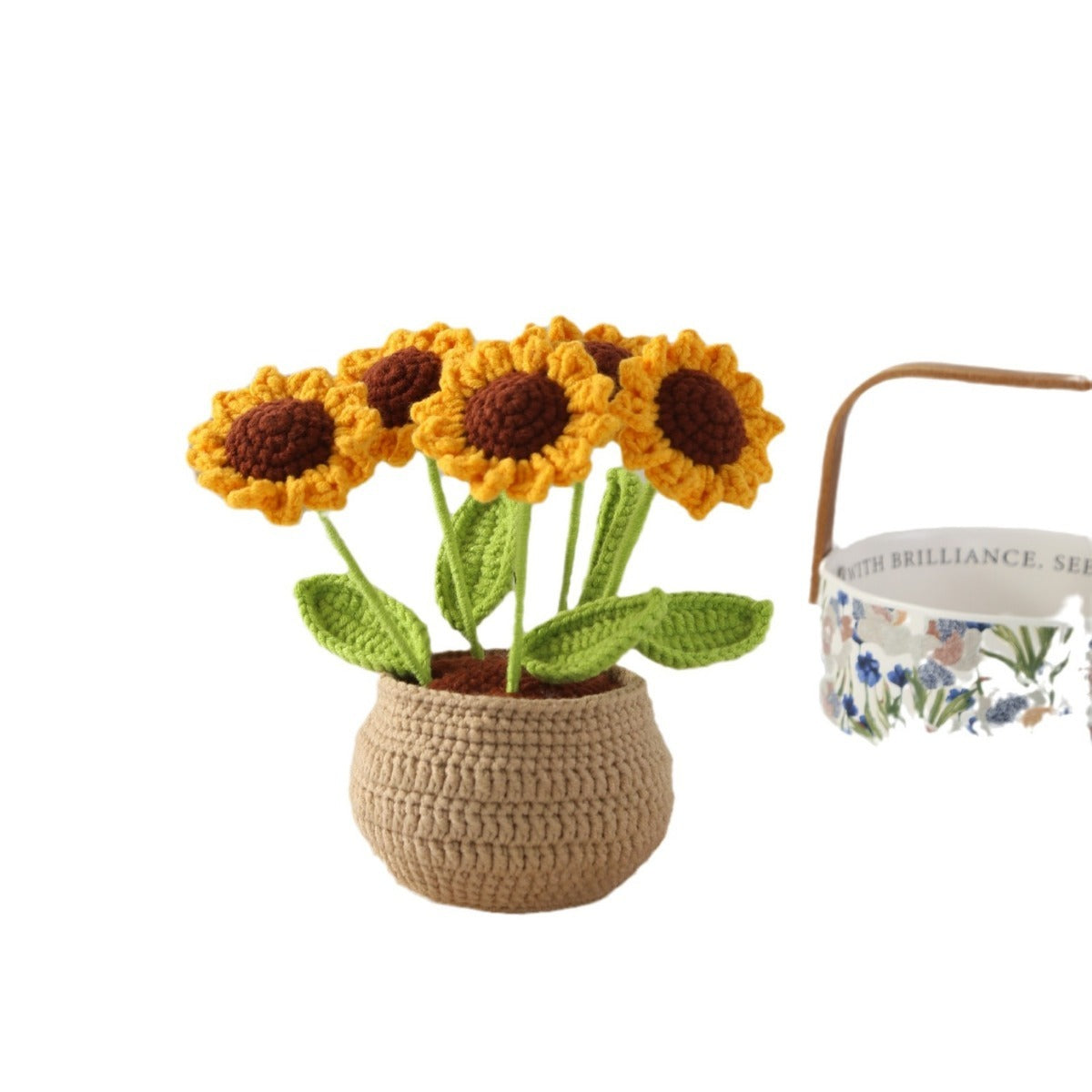 Hand-Crocheted Potted Sunflowers, Tulips, and Lily of the Valley | Gifts for Christmas, Black Friday