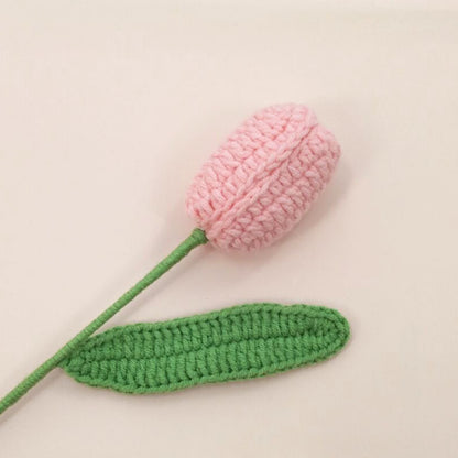 Handmade Crochet Tulip Flowers – Knitted Yarn Artificial Blooms for Home Decor & Gifts