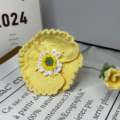 Handmade Crochet Skirt-Edge Poppy Flowers – Knitted Decorative Floral Arrangement for Home, Gifts, and Crafts