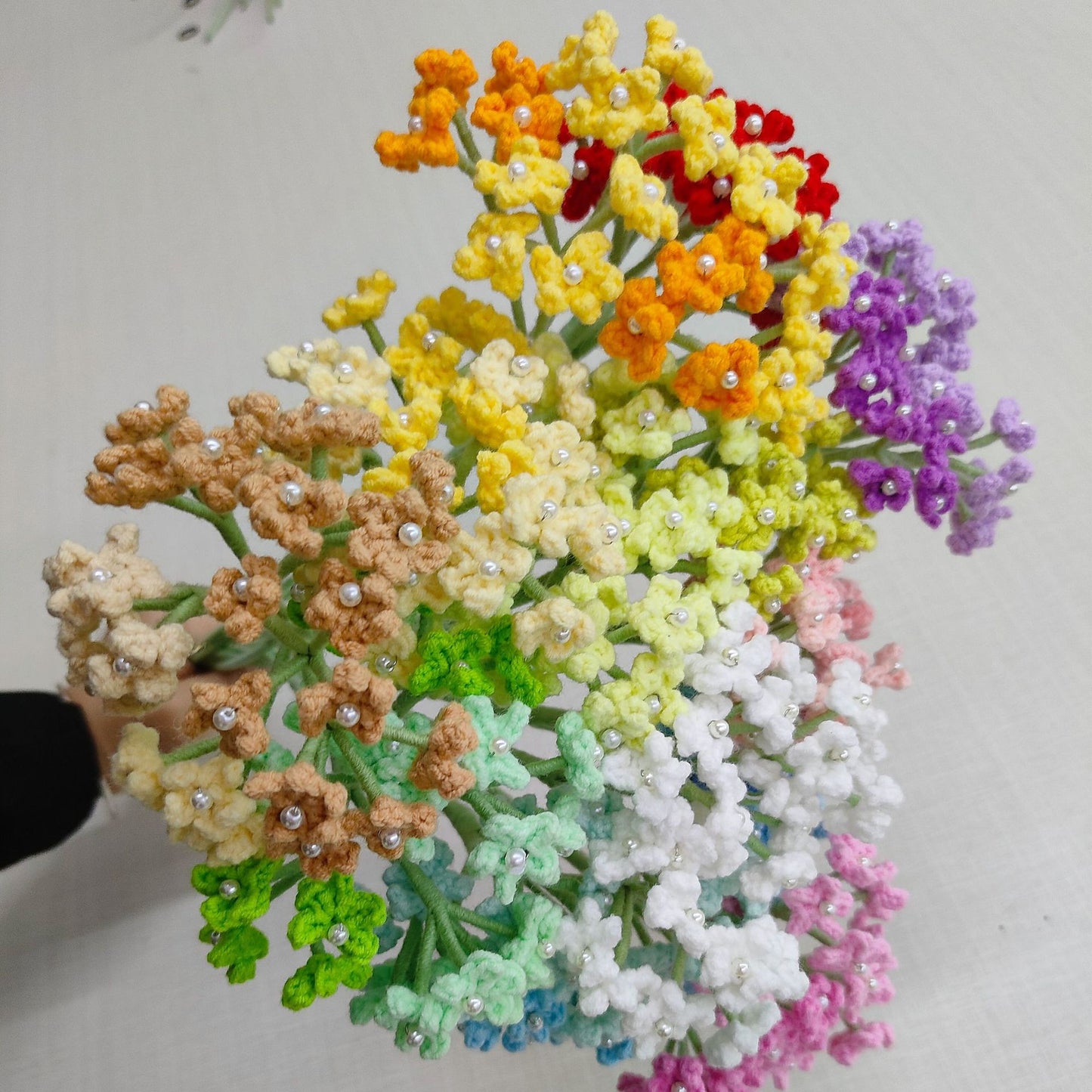 Handmade Crochet Baby’s Breath Bouquet – Knitted Yarn Floral Filler for Gifts & Home Decor