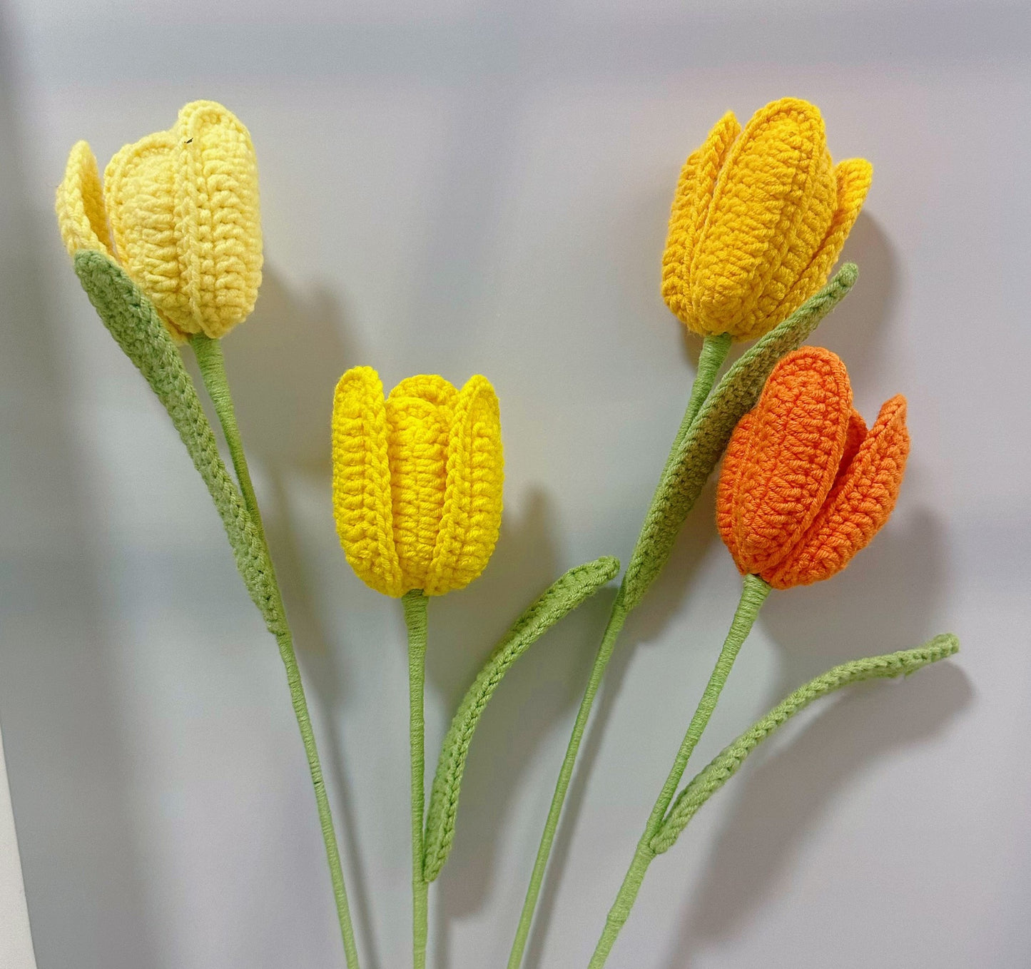 Handmade Crochet Petal Tulip Bouquet – Knitted Yarn Potted Flowers for Home Decor & Gifts