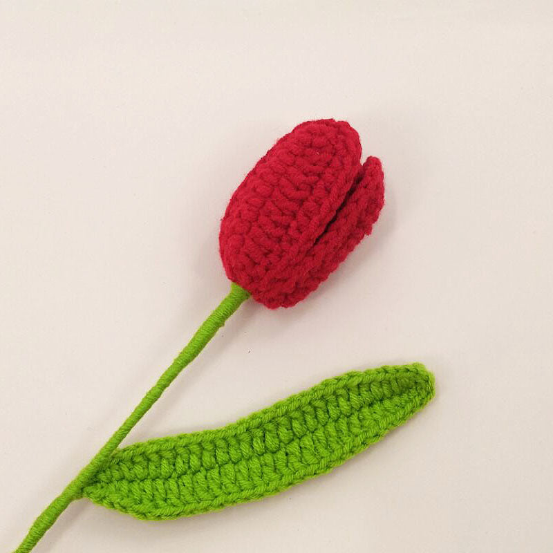 Handmade Crochet Tulip Flowers – Knitted Yarn Artificial Blooms for Home Decor & Gifts