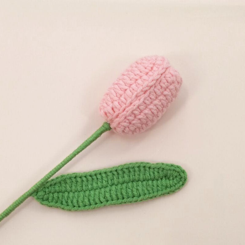 Handmade Crochet Tulip Flowers – Knitted Yarn Artificial Blooms for Home Decor & Gifts