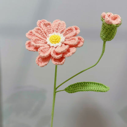 Handmade Crochet Zinnia Flower Bouquet – Knitted Yarn Blooms for Gifts & Home Decor