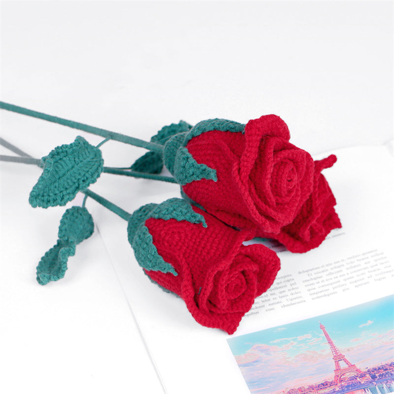 Handmade Crochet Rose in Wine Glass – Elegant Yarn Flower for Home Decor, Gifts, and Romantic Occasions