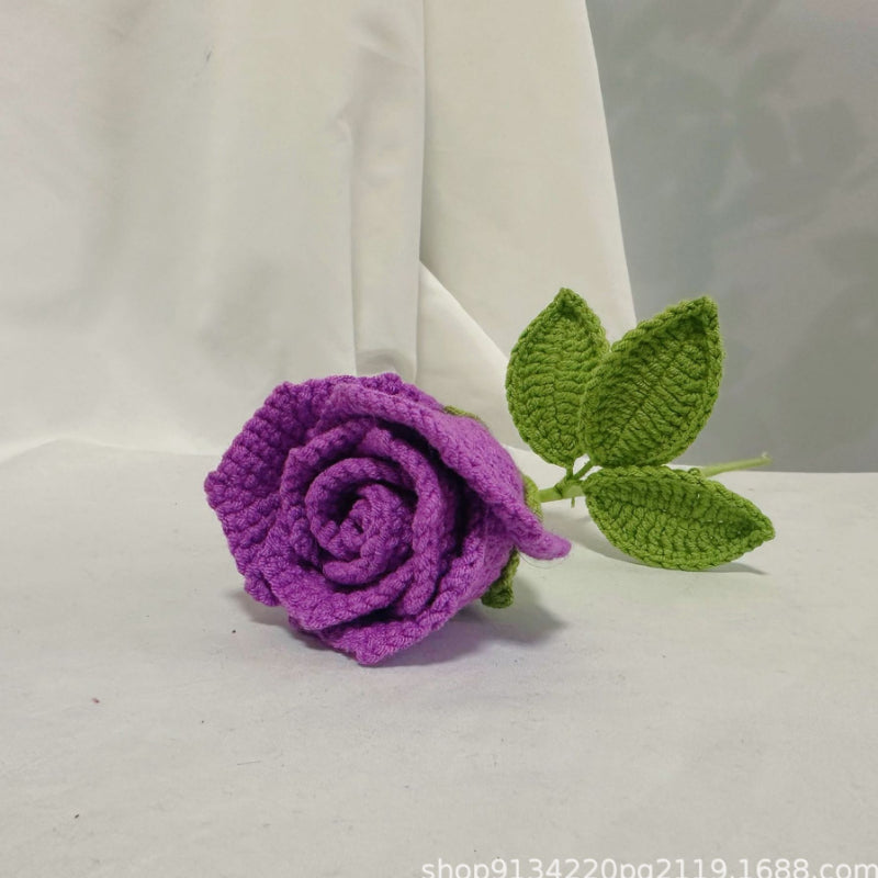 Handmade Crochet Rose in Wine Glass – Elegant Yarn Flower for Gifts & Home Decor