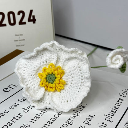 Handmade Crochet Skirt-Edge Poppy Flowers – Knitted Decorative Floral Arrangement for Home, Gifts, and Crafts