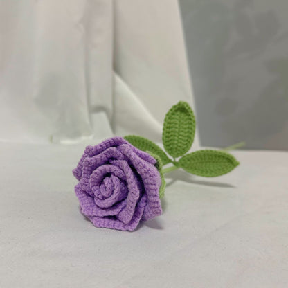 Handmade Crochet Rose in Wine Glass – Elegant Yarn Flower for Gifts & Home Decor