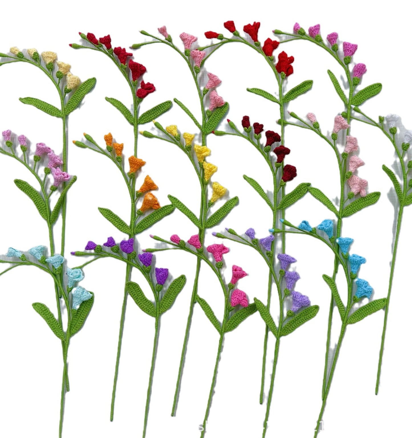 Handmade Crochet Freesia Bouquet – Knitted Yarn Flowers for Gifts & Home Decor