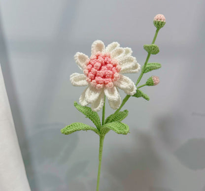 Handmade Crochet Blue Daisy Bouquet – Knitted Yarn Flowers for Home Decor & Gifts