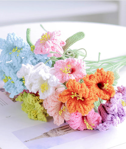 Handmade Crochet Daffodil Bouquet – Multi-Stem Knitted Yarn Flowers for Home Decor & Gifts