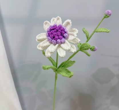 Handmade Crochet Blue Daisy Bouquet – Knitted Yarn Flowers for Home Decor & Gifts