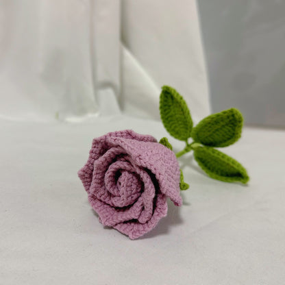 Handmade Crochet Rose in Wine Glass – Elegant Yarn Flower for Gifts & Home Decor