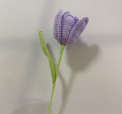 Handmade Crochet Petal Tulip Bouquet – Knitted Yarn Potted Flowers for Home Decor & Gifts