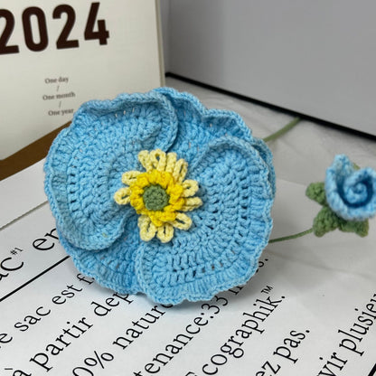 Handmade Crochet Skirt-Edge Poppy Flowers – Knitted Decorative Floral Arrangement for Home, Gifts, and Crafts