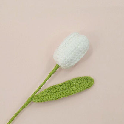 Handmade Crochet Tulip Flowers – Knitted Yarn Artificial Blooms for Home Decor & Gifts