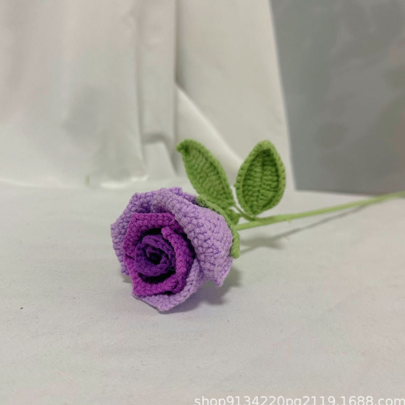 Handmade Crochet Rose in Wine Glass – Elegant Yarn Flower for Gifts & Home Decor