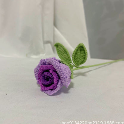 Handmade Crochet Rose in Wine Glass – Elegant Yarn Flower for Gifts & Home Decor