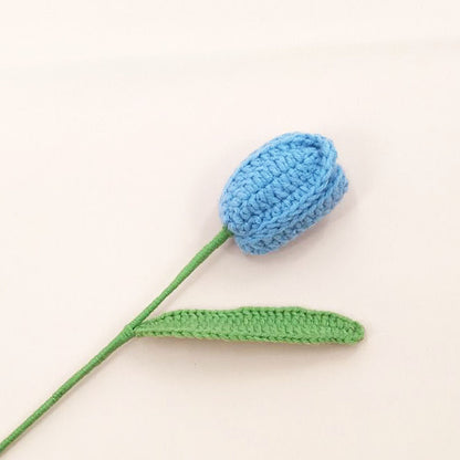 Handmade Crochet Tulip Flowers – Knitted Yarn Artificial Blooms for Home Decor & Gifts