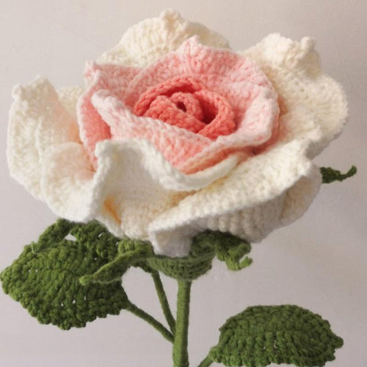 Crochet Bouquet Handmade Thai Rose Crochet Finished Handheld Flower Arrangement