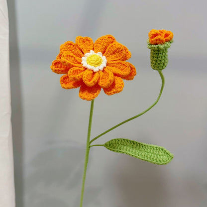 Handmade Crochet Zinnia Flower Bouquet – Knitted Yarn Blooms for Gifts & Home Decor