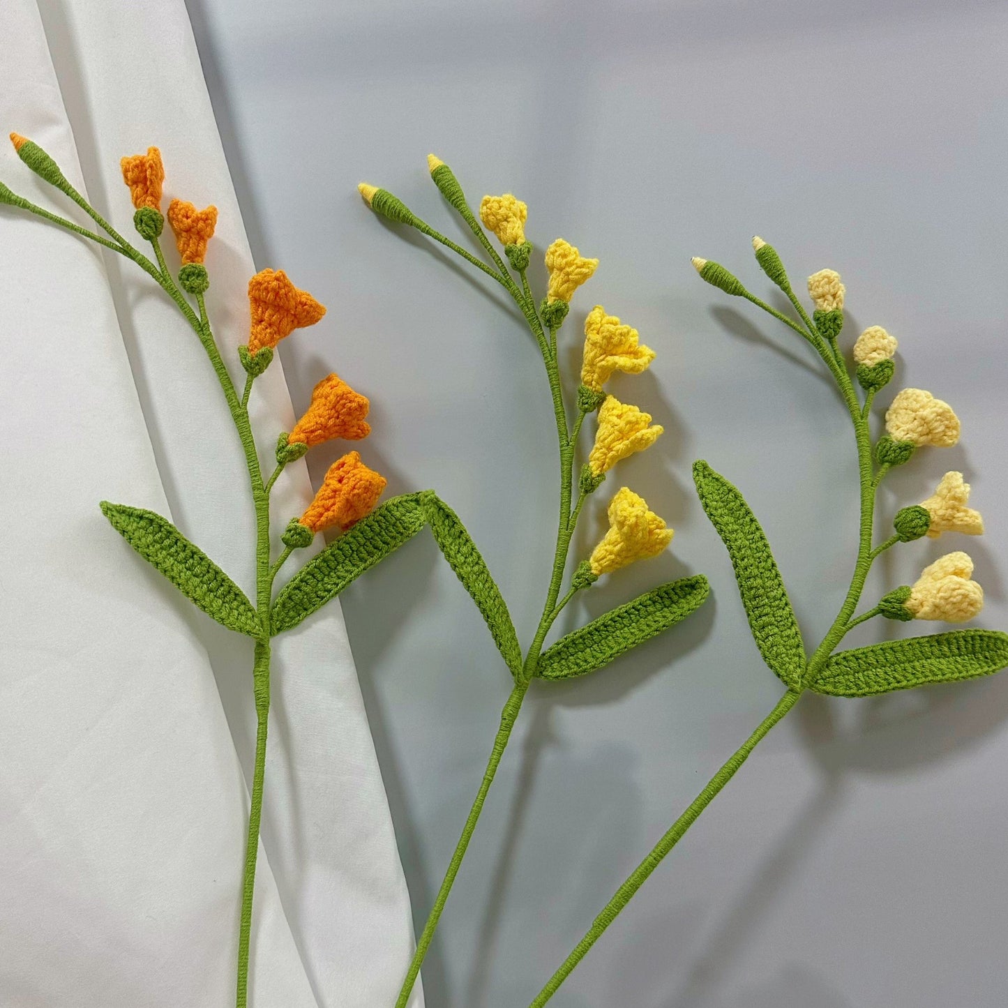 Handmade Crochet Freesia Bouquet – Knitted Yarn Flowers for Gifts & Home Decor